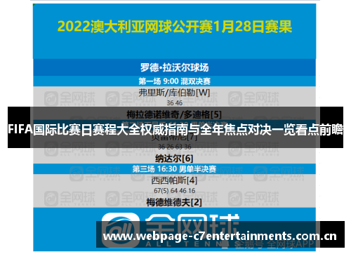 FIFA国际比赛日赛程大全权威指南与全年焦点对决一览看点前瞻 FIFA国际比赛日赛程大全权威指南与全年焦点对决一览看点前瞻